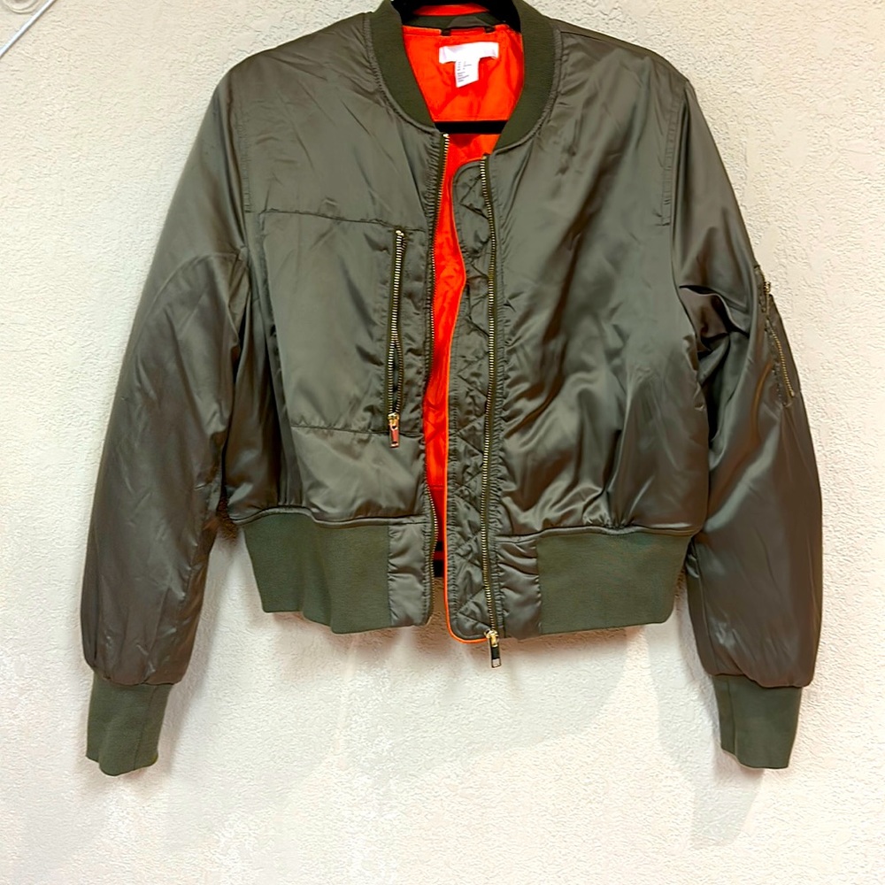 H&M womans Green bomber jacket size M